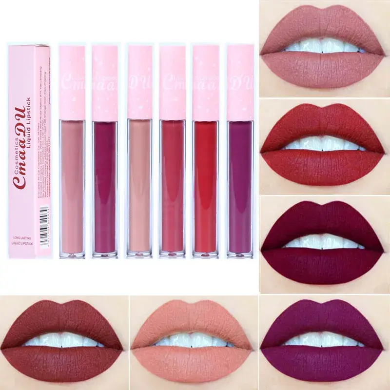 1pcs Matte Velvet Liquid Lipstick Nude Pink Rose Red Lasting Lip Gloss Easy to Color Waterproof Non-stick Cup Does Not Fade