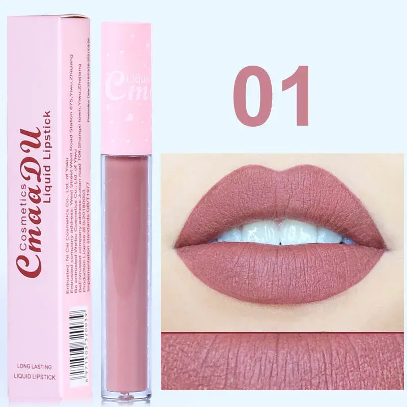 1pcs Matte Velvet Liquid Lipstick Nude Pink Rose Red Lasting Lip Gloss Easy to Color Waterproof Non-stick Cup Does Not Fade