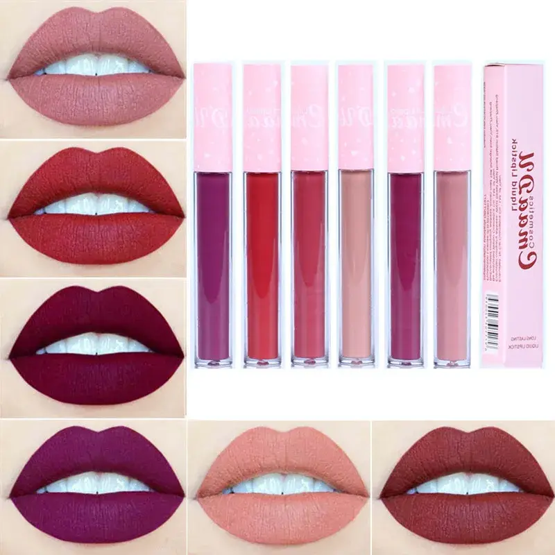 1pcs Matte Velvet Liquid Lipstick Nude Pink Rose Red Lasting Lip Gloss Easy to Color Waterproof Non-stick Cup Does Not Fade