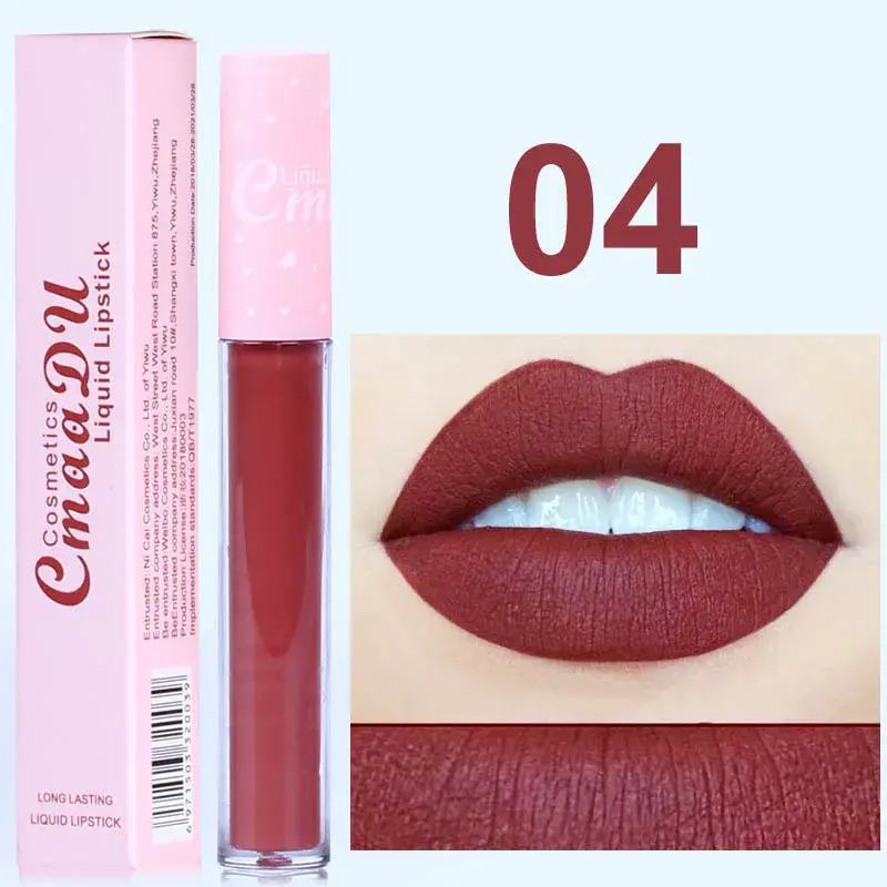 1pcs Matte Velvet Liquid Lipstick Nude Pink Rose Red Lasting Lip Gloss Easy to Color Waterproof Non-stick Cup Does Not Fade