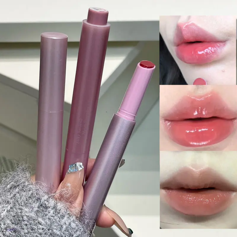 Peach Shimmering Solid Lip Gloss Transparent Crystal Plumping Lipstick Pen Moisturizing Mirror Toot Glass Lip Glaze Makeup