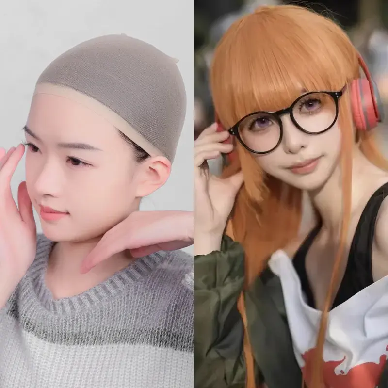 2pcs/Bag Top Stocking Wig Cap Hair Net For Weave Hair Wig Nets Black Beige Stretch Mesh Close End Skin Breathable Wig Cap