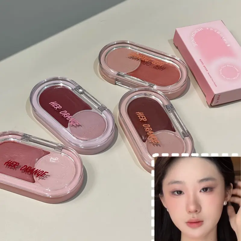 Dual-Color Blush Cream Moisturizing Matte Expanding Purple Blusher Mud Gloss Red Brown Cheek Contracting Shades Natural Makeup