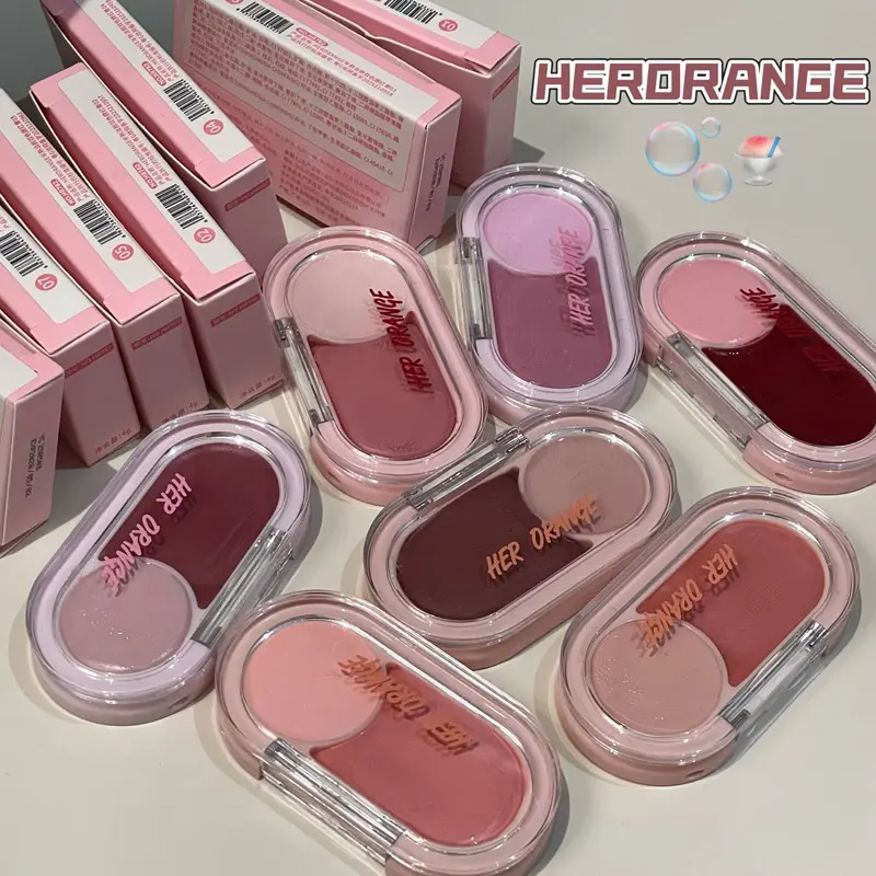 Dual-Color Blush Cream Moisturizing Matte Expanding Purple Blusher Mud Gloss Red Brown Cheek Contracting Shades Natural Makeup
