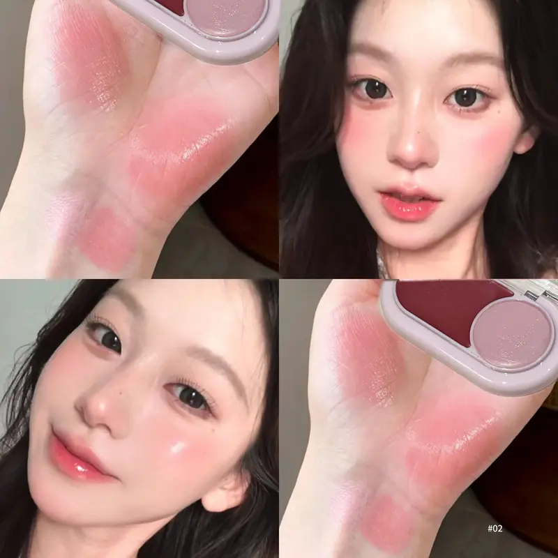 Dual-Color Blush Cream Moisturizing Matte Expanding Purple Blusher Mud Gloss Red Brown Cheek Contracting Shades Natural Makeup