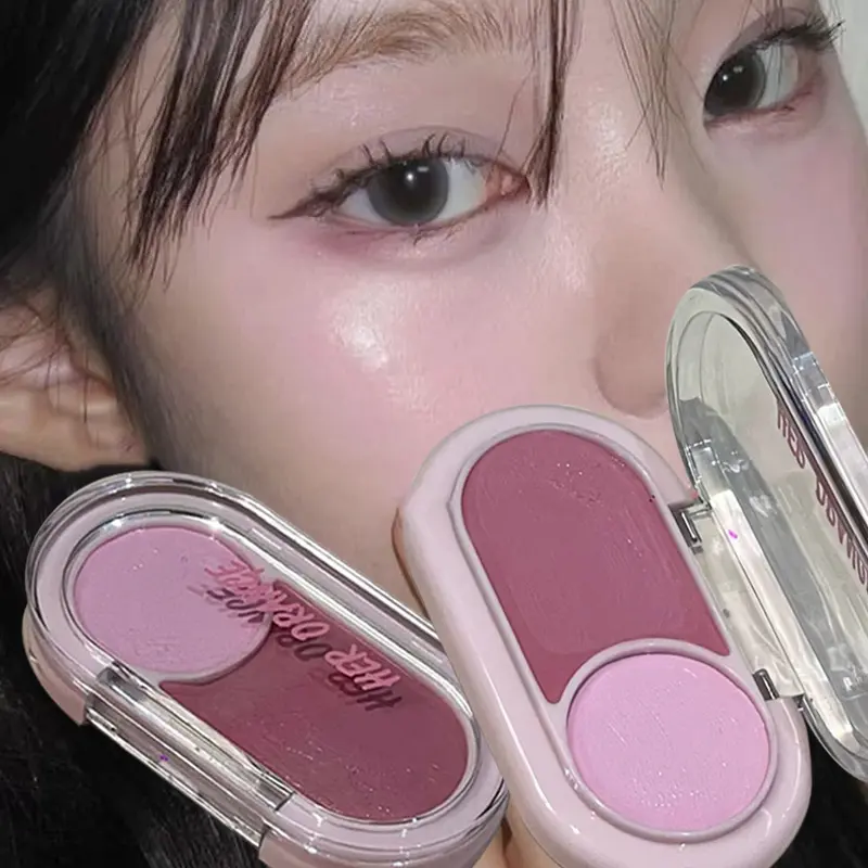 Dual-Color Blush Cream Moisturizing Matte Expanding Purple Blusher Mud Gloss Red Brown Cheek Contracting Shades Natural Makeup