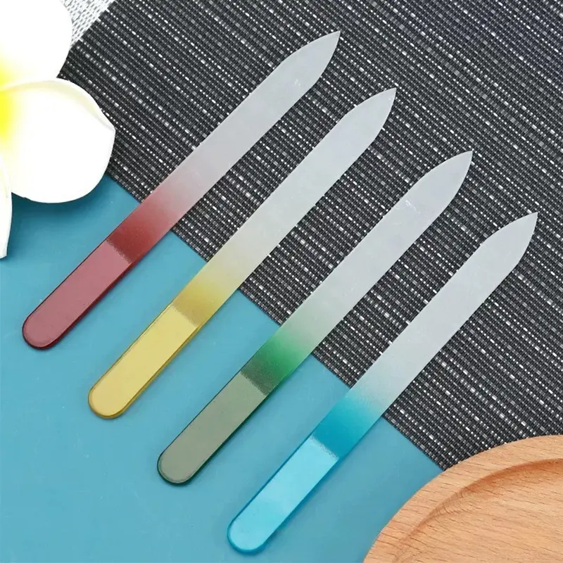 6pcs/set Colorful Crystal Glass Sanding Polishing Nail Files Transparent Nail File Grinding Nail Art Equipment Manicure Tool