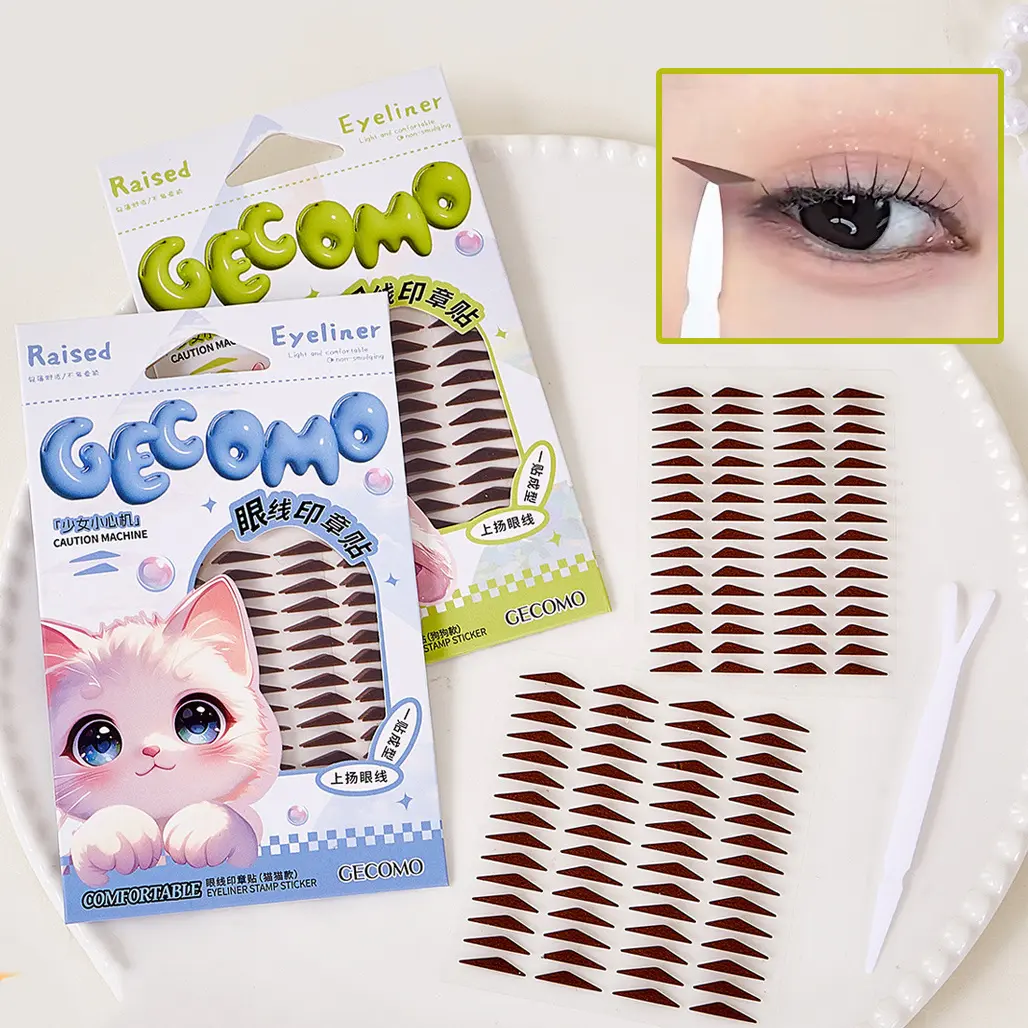 1Pack Triangle Eyeliner Stamp Sticker Temporary Tattoo Eyeliner Sticker Makeup Decals Waterproof Self Adhesive Eyeliner Patch