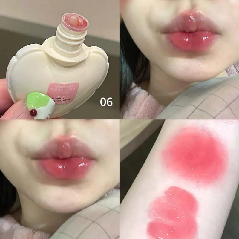 Water Glossy Mirror Lip Glaze Strawberry Jelly Lip Tint Juicy Shine Natural Brightening Non-Stick Long-lasting Lip Stain Makeup