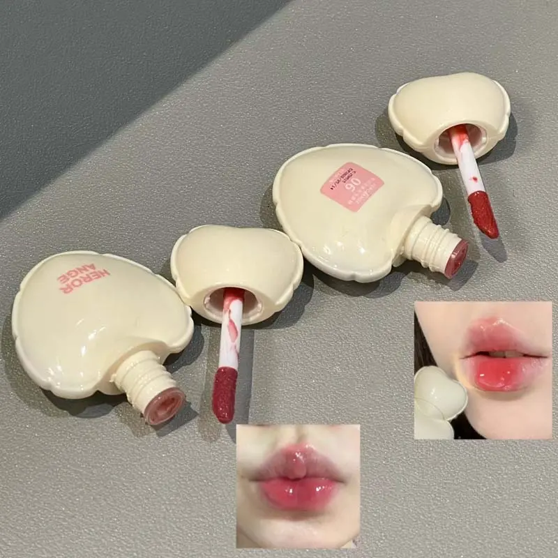 Water Glossy Mirror Lip Glaze Strawberry Jelly Lip Tint Juicy Shine Natural Brightening Non-Stick Long-lasting Lip Stain Makeup
