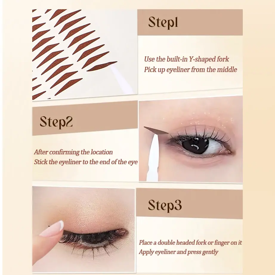 1Pack Triangle Eyeliner Stamp Sticker Temporary Tattoo Eyeliner Sticker Makeup Decals Waterproof Self Adhesive Eyeliner Patch