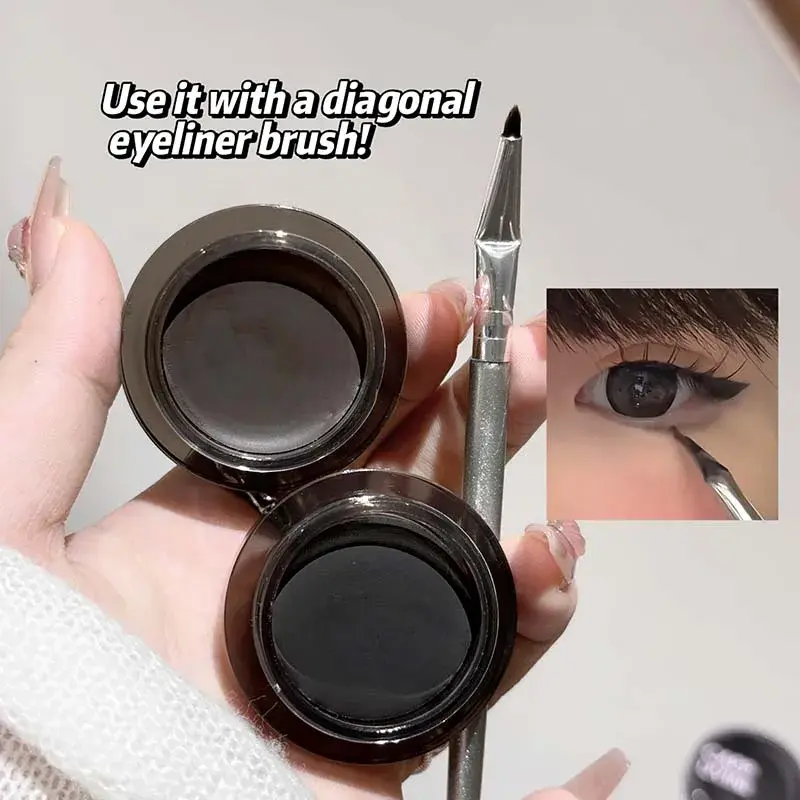 Velvety Black Cream Eyeliner Gel Multi-Use Waterproof Lasting Non Smudging Matte Brown Easy Wear Eyebrow Tint Makeup With Brush