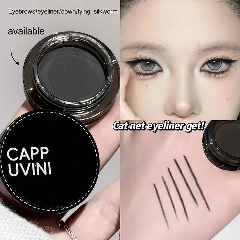 Velvety Black Cream Eyeliner Gel Multi-Use Waterproof Lasting Non Smudging Matte Brown Easy Wear Eyebrow Tint Makeup With Brush