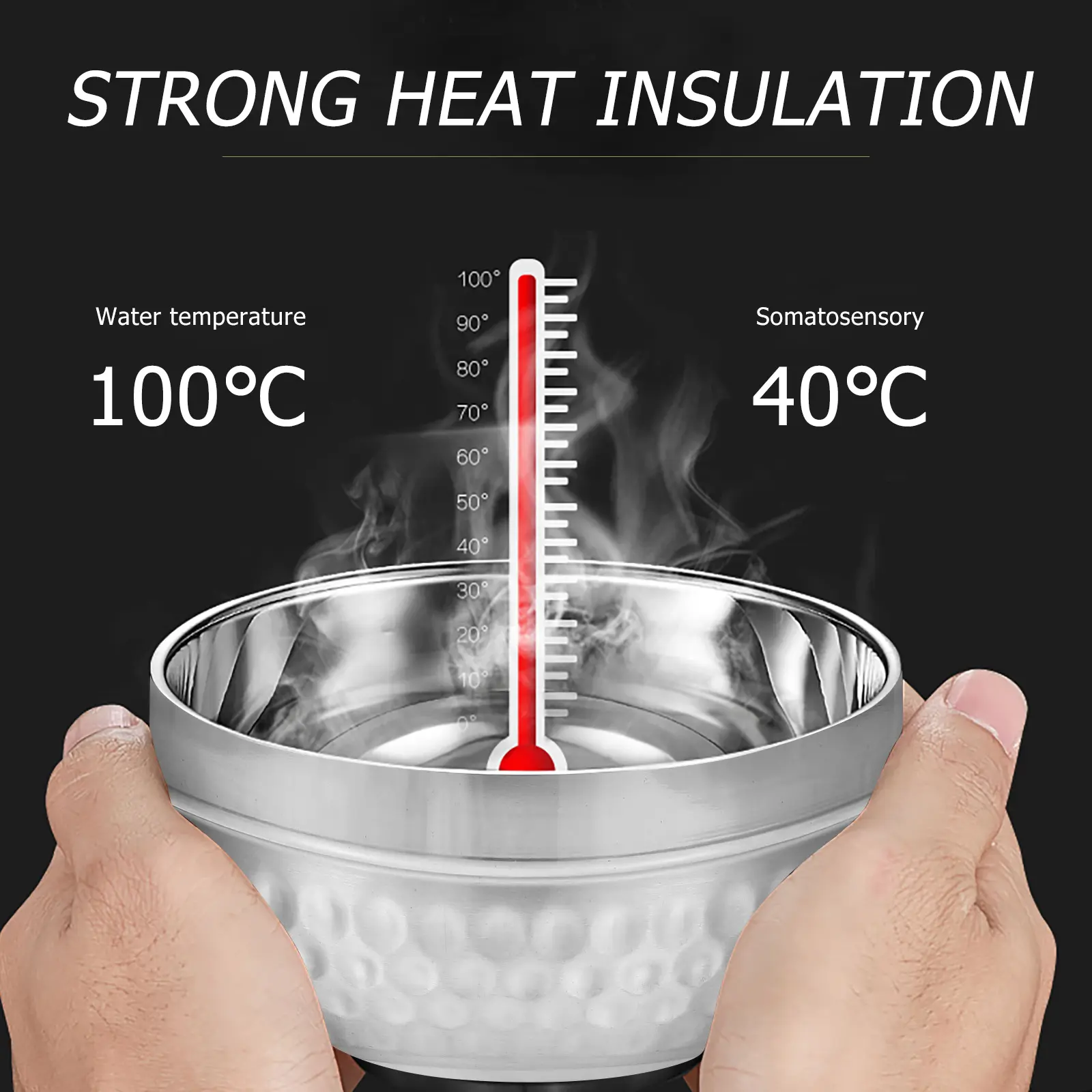 2Pcs Double Layer Insulation Stainless Steel Soup Salad Bowls Kitchen Containers Long Lasting Use Storing Food