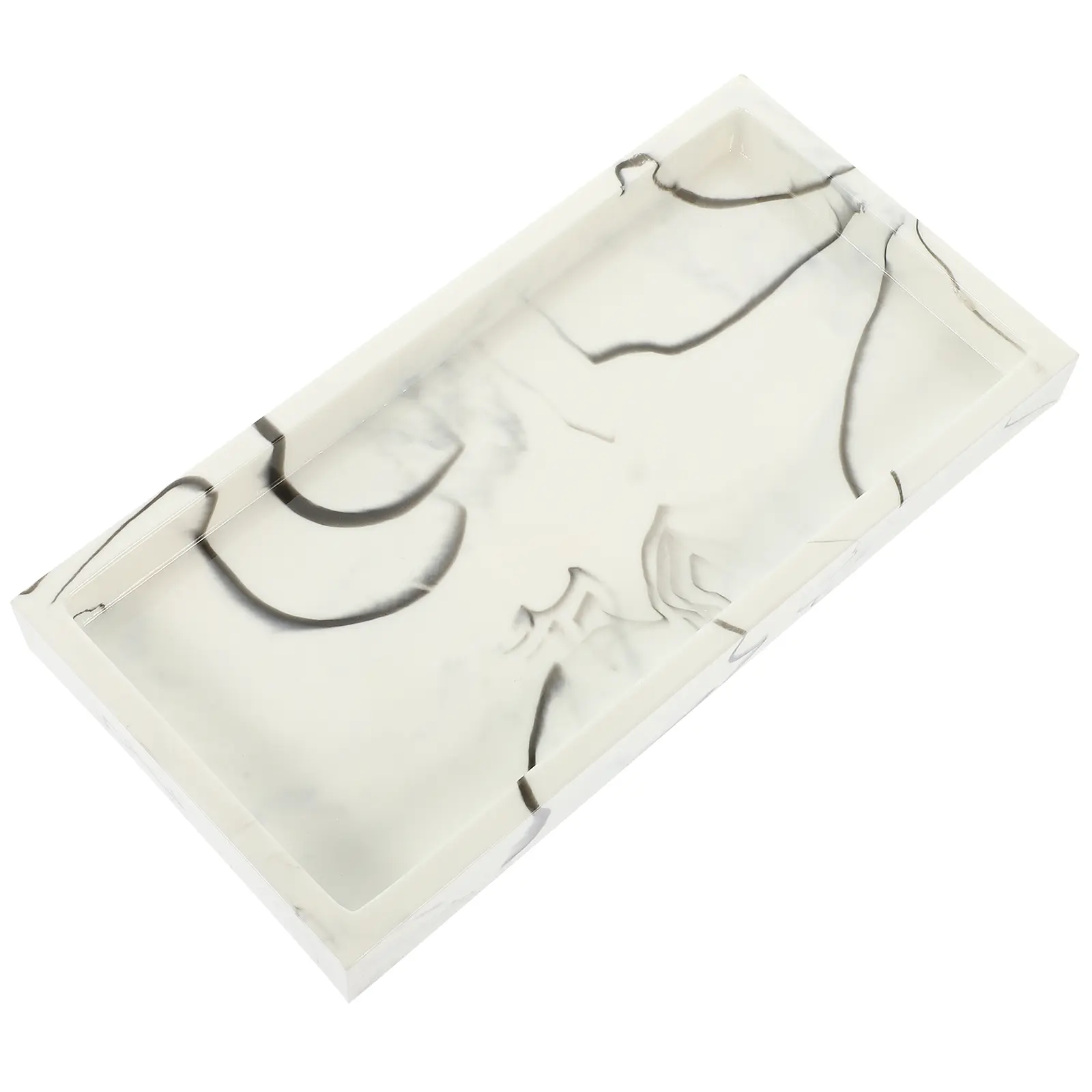 Marble Grain Tray Ink White Random Pattern High Grade Material Smooth Surface Bathroom Vanity Countertop Toiletries Resin