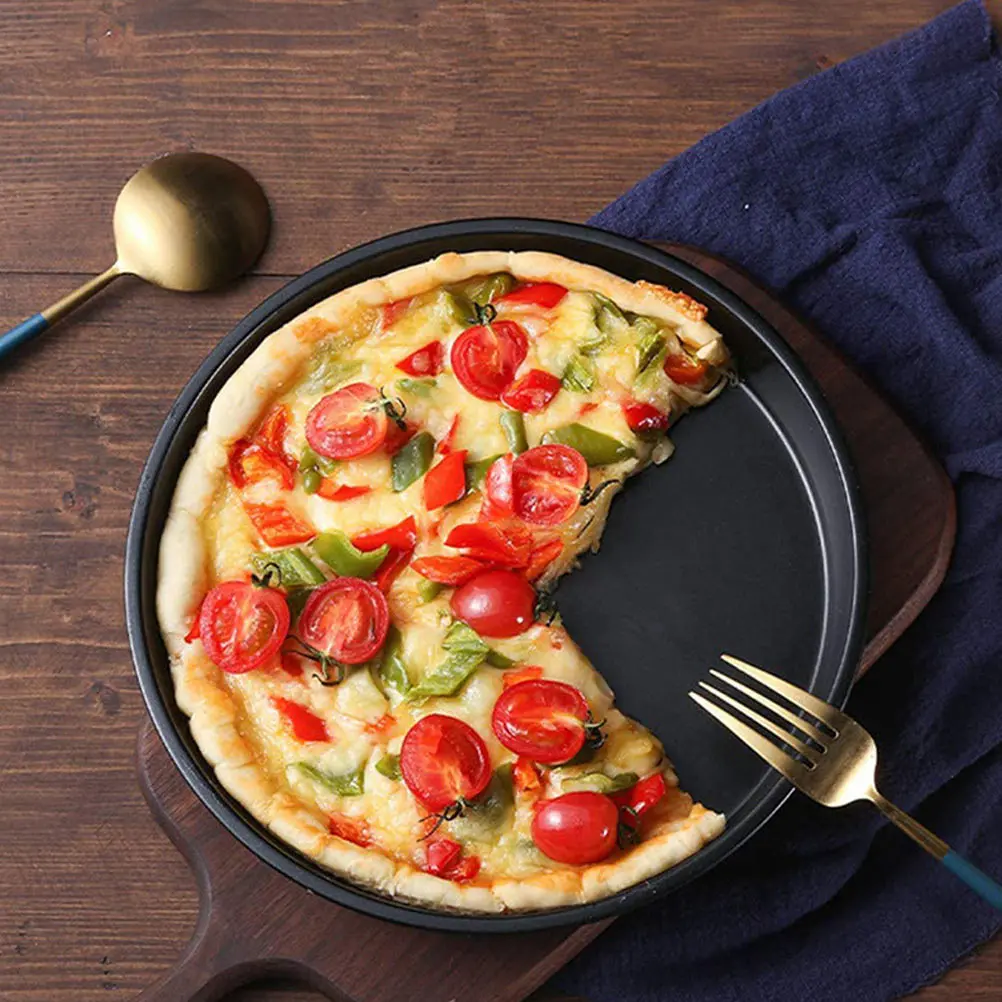 2 Pcs Steel Baking Tray 21 5cm 16 5cm Round Cake Pan Pizza Plate Kitchenware High Temperature Resistance Pan High Temp