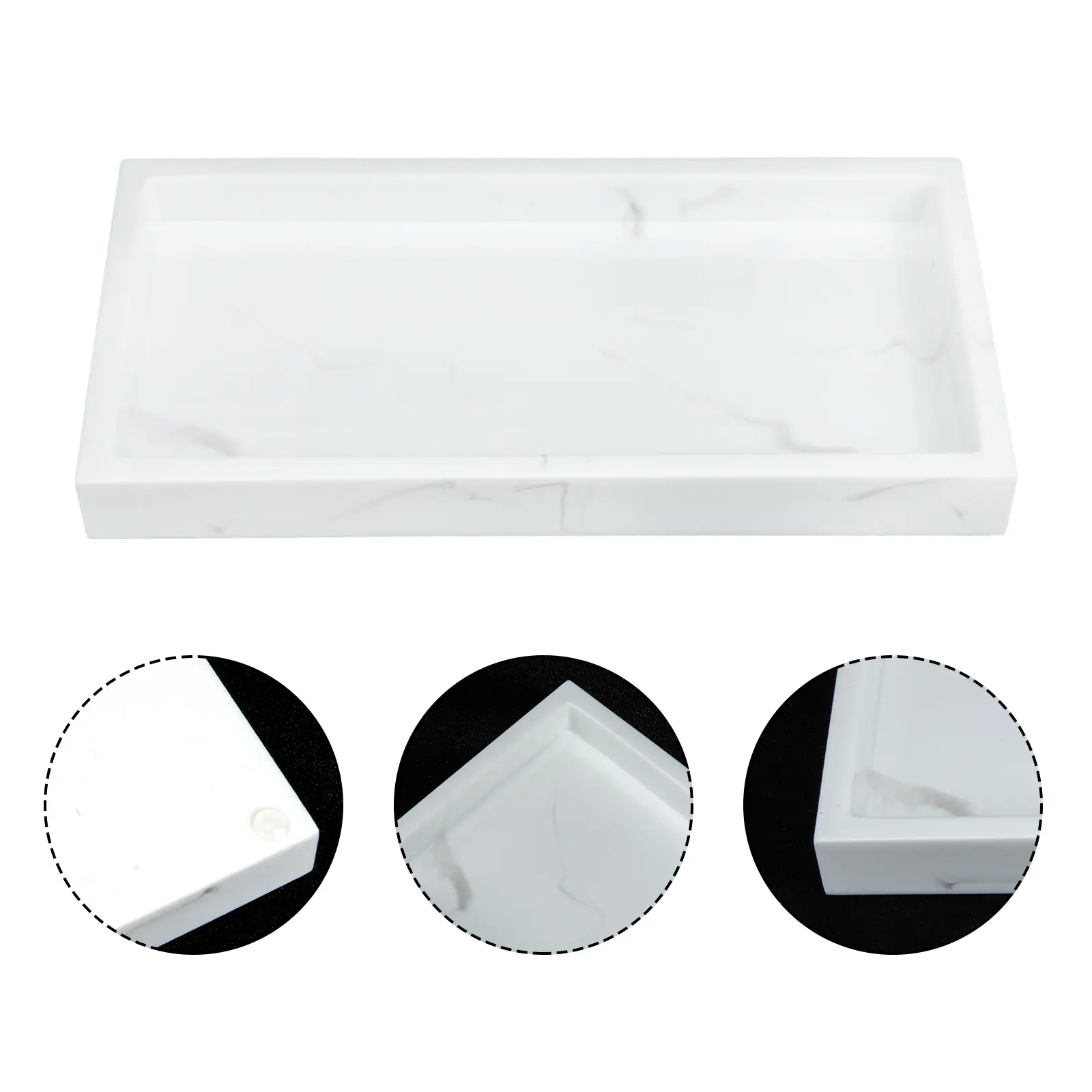 Marble Grain Tray Ink White Random Pattern High Grade Material Smooth Surface Bathroom Vanity Countertop Toiletries Resin