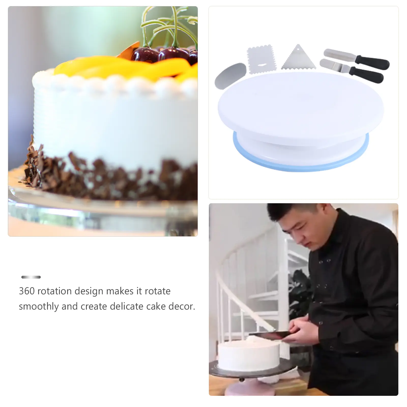 1 set Cake Turntable Scrapers Baking Accessories DIY Tools Smooth Surface Easy Cake Diy Tools Clean DurabilityCake