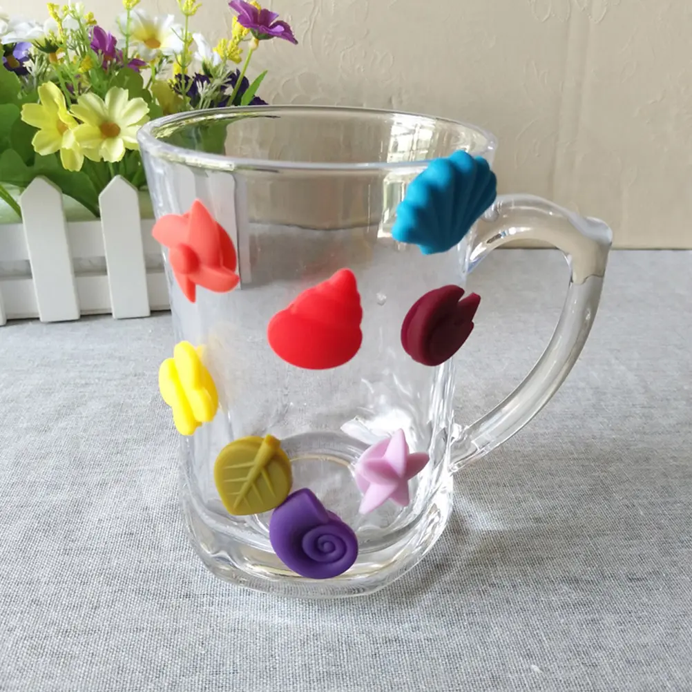 8 Pcs Glass Markers Food Grade Silicone Drink Charms Heat Resistant Non Slip Easy Clean Party Accessories Glass Recognizer