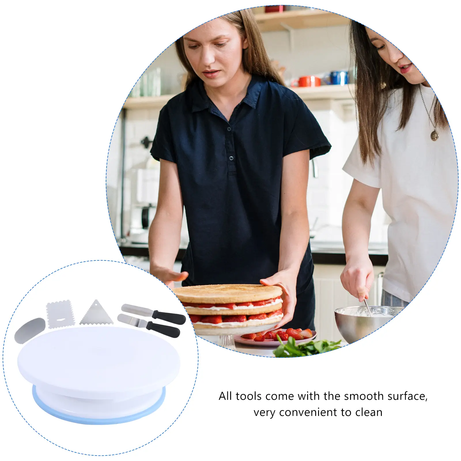 1 set Cake Turntable Scrapers Baking Accessories DIY Tools Smooth Surface Easy Cake Diy Tools Clean DurabilityCake