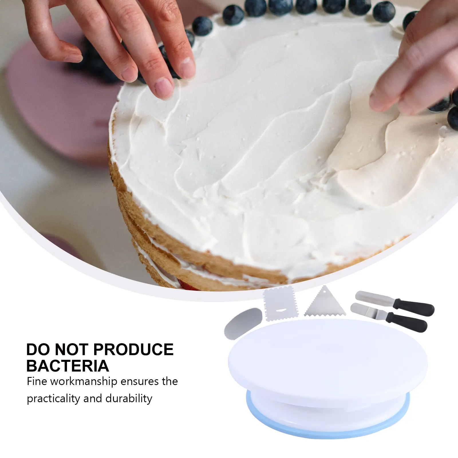 1 set Cake Turntable Scrapers Baking Accessories DIY Tools Smooth Surface Easy Cake Diy Tools Clean DurabilityCake
