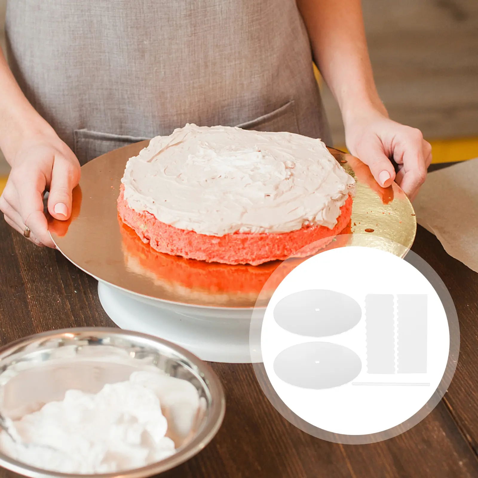 Multi functional Cake Pan Set Acrylic Board Transparent Scraper Dowel Easy Clean Baking Tools Shaping Disc