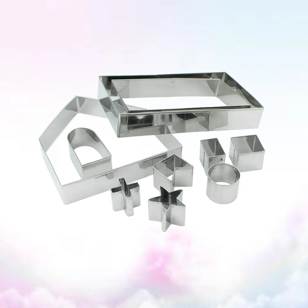 10 Pcs Stainless Steel Cookie Molds Gingerbread House Shapes Biscuit Reusable Safe Non Stick Easy Clean