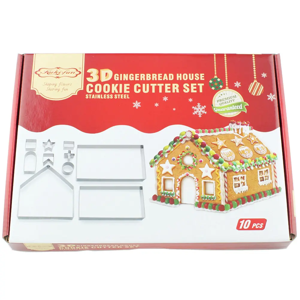10 Pcs Stainless Steel Cookie Molds Gingerbread House Shapes Biscuit Reusable Safe Non Stick Easy Clean