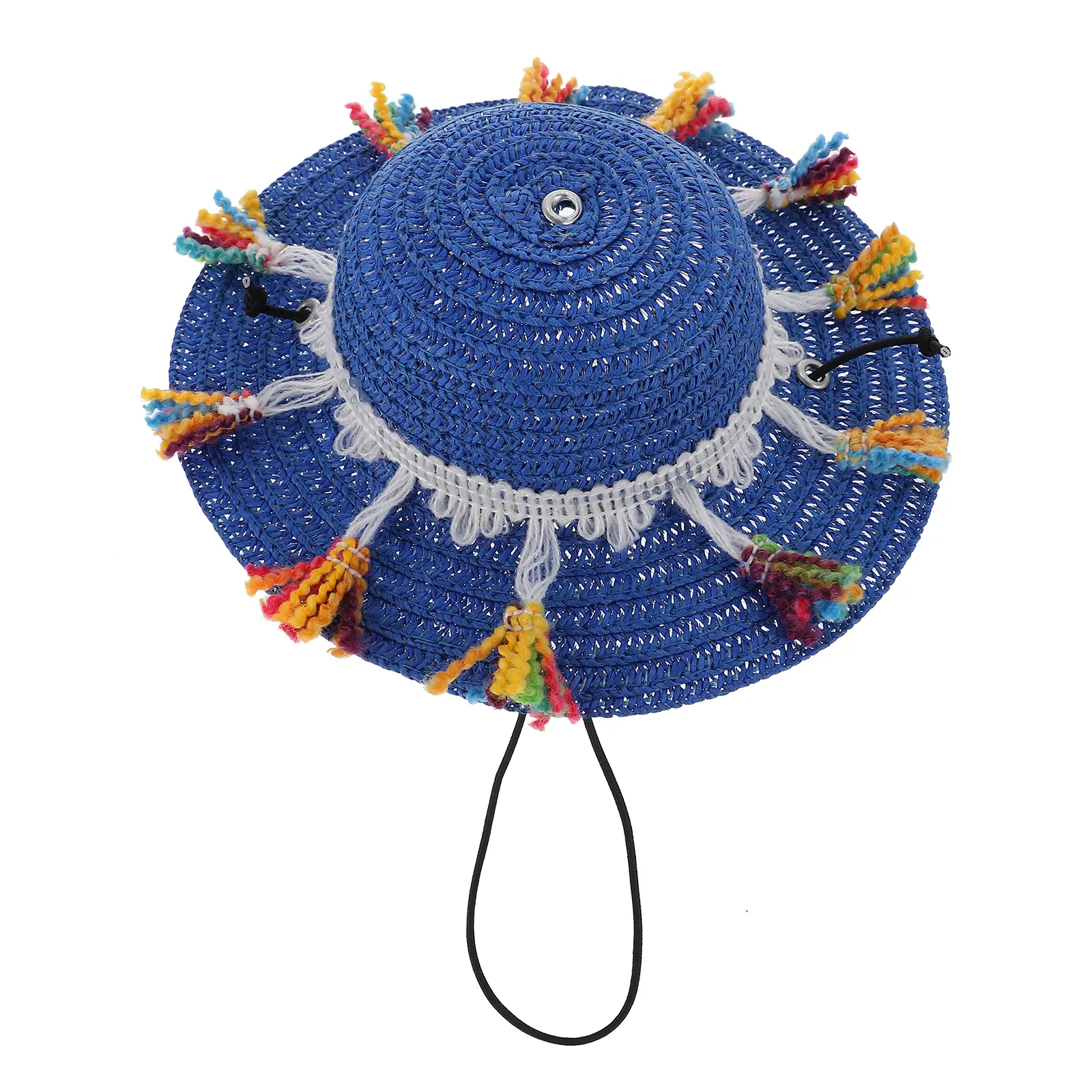 Tassel Straw Hat for Mini Small Dogs Cats Pet Mexican Sombrero Costume Cap Lightweight Dog Party Hat Decorative Straw Woven Pet