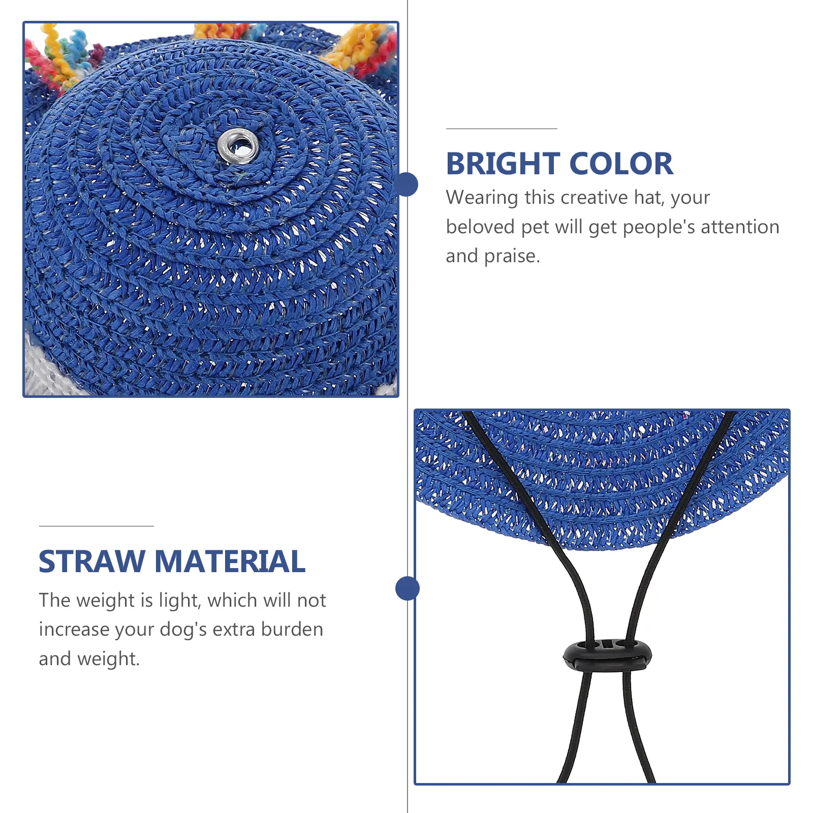 Tassel Straw Hat for Mini Small Dogs Cats Pet Mexican Sombrero Costume Cap Lightweight Dog Party Hat Decorative Straw Woven Pet