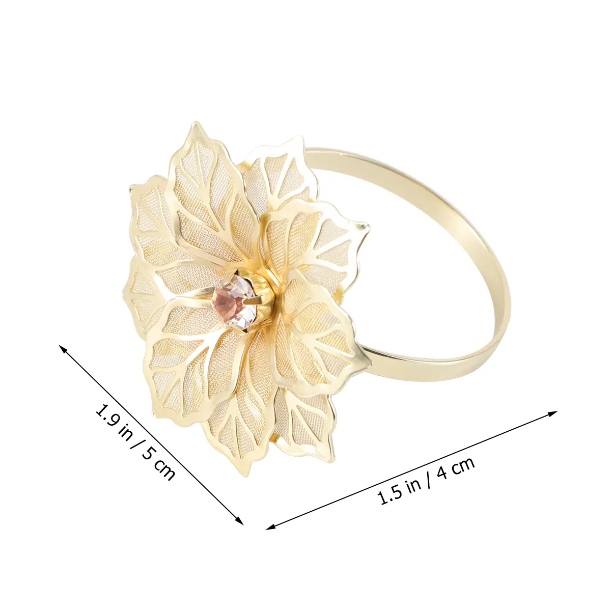 12 Pcs Ring Alloy Holder Elegant Flower Design Mouth Cloth Napkin Ring Mouth Cloth Table Decor Golden Simple Kitchen Barware