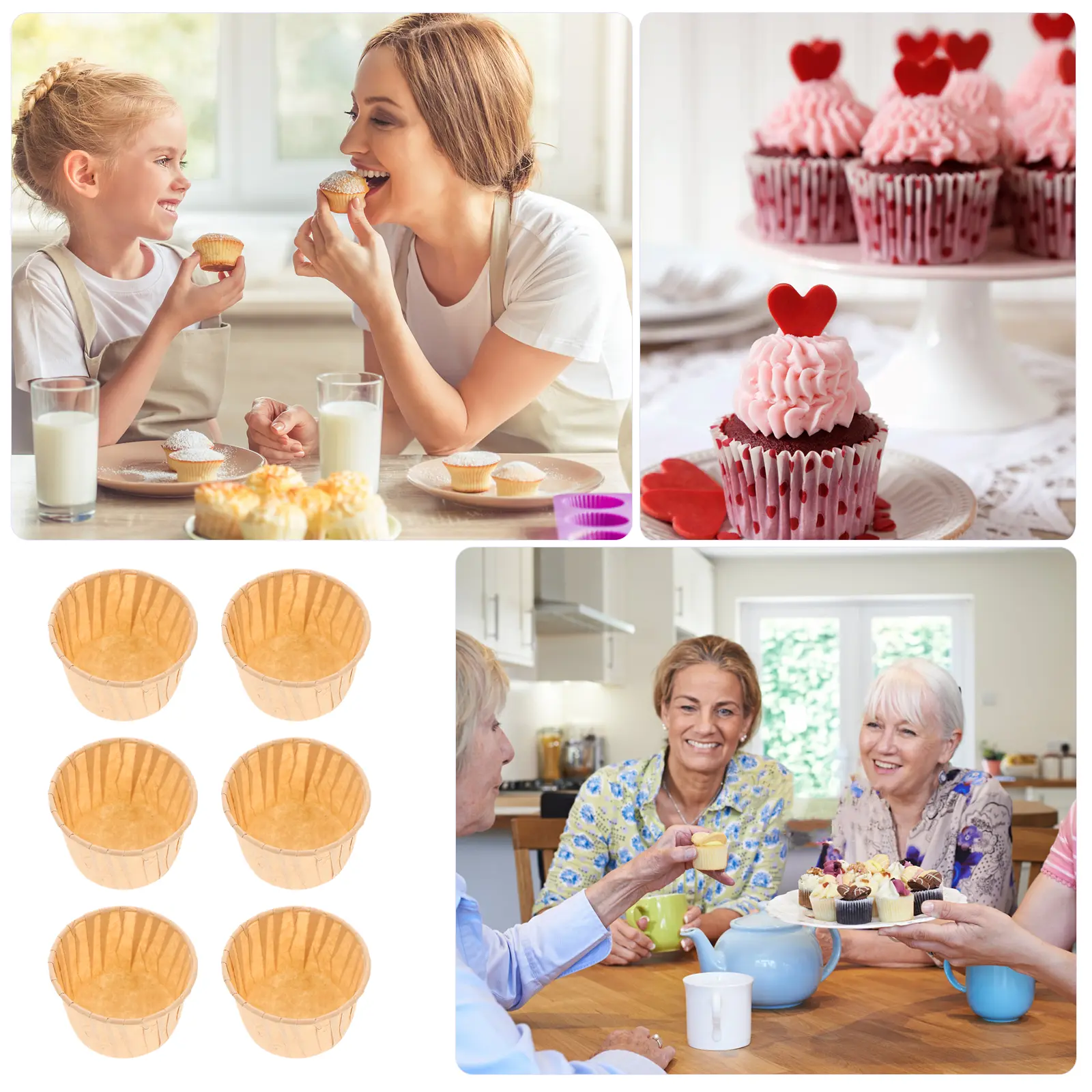 100pcs High Quality Greaseproof Paper Cups Cake Liners Disposable Baking Muffin Cupcake Wrappers Party Wedding