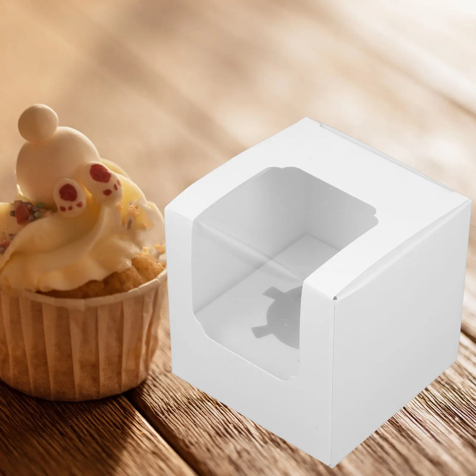 50pcs Dessert Boxes Cake Containers Small Chocolate Packaging Transparent Window Sturdy Paper Versatile Lightweight