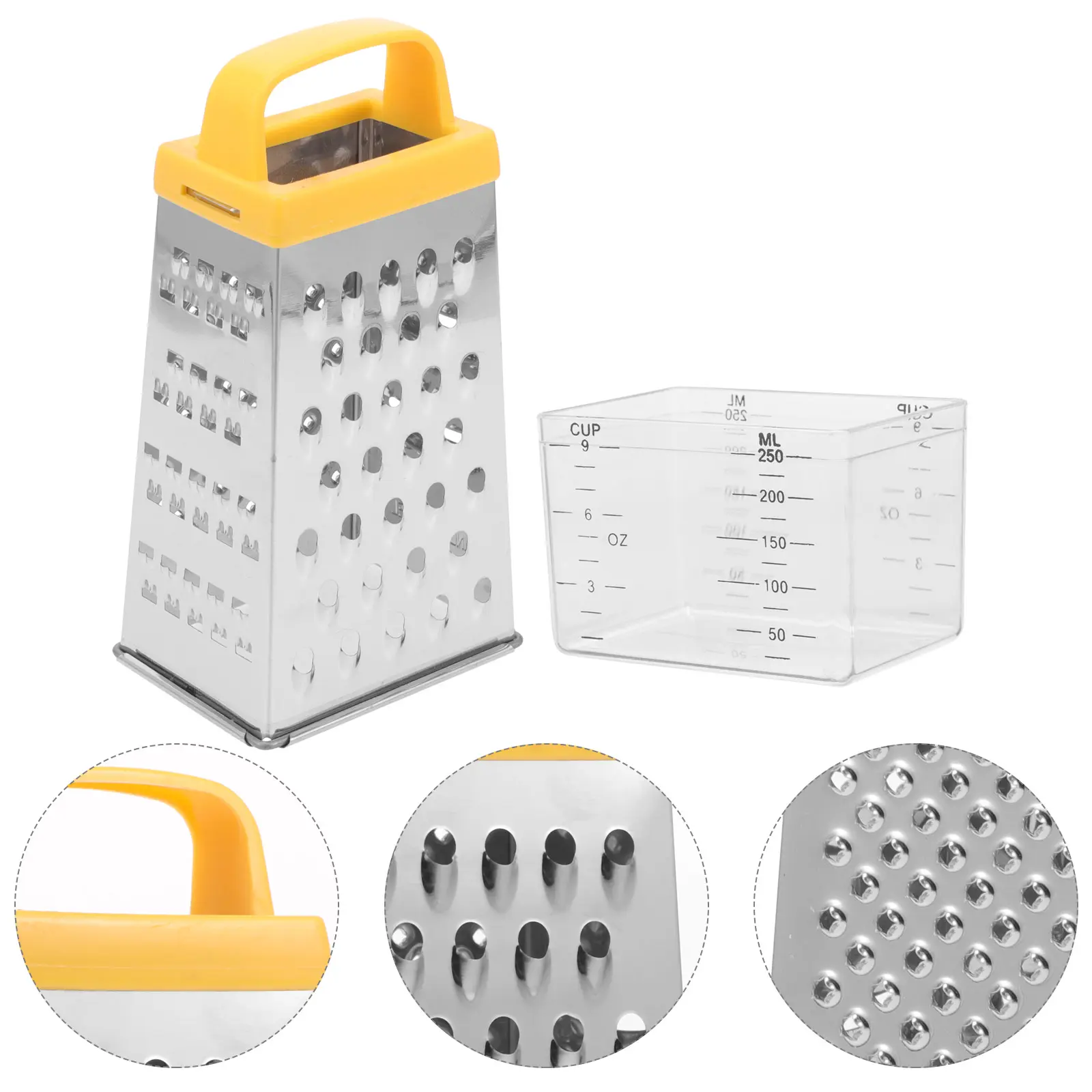 Cheese Grater Vegetable Slicer Stainless Steel Multi Function Shredder Non Slip Handle Kitchen Tool Fits Countertops