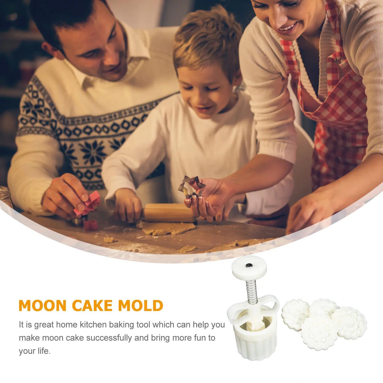 Plastic Moon Cake Molds H Press Biscuit Maker DIY Stamps Baking Supplies Green Bean Mold Creative Exquisite Easy Demould Clean