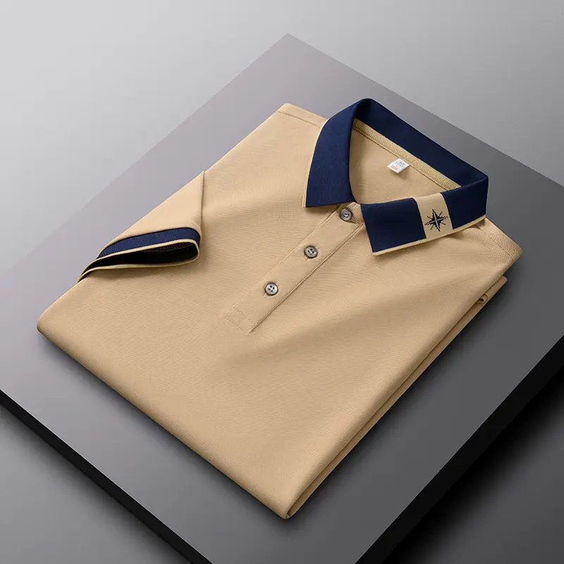 Summer high-quality ice silk breathable short sleeve polo shirt men fashion exquisite embroidery casual business Paul T-shirt