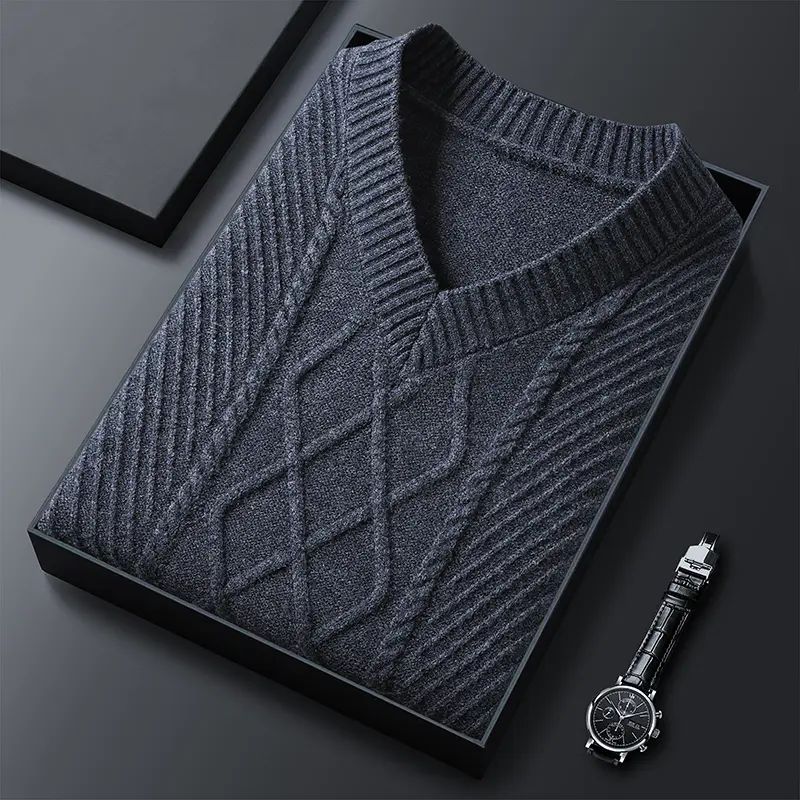 High quality luxury autumn and winter V-neck jacquard men's sleeveless vest knitted sweater vest fashionable casual camisole