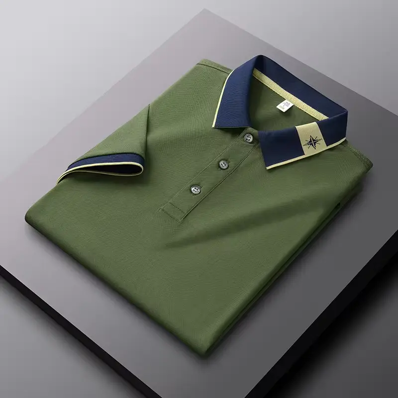 Summer high-quality ice silk breathable short sleeve polo shirt men fashion exquisite embroidery casual business Paul T-shirt