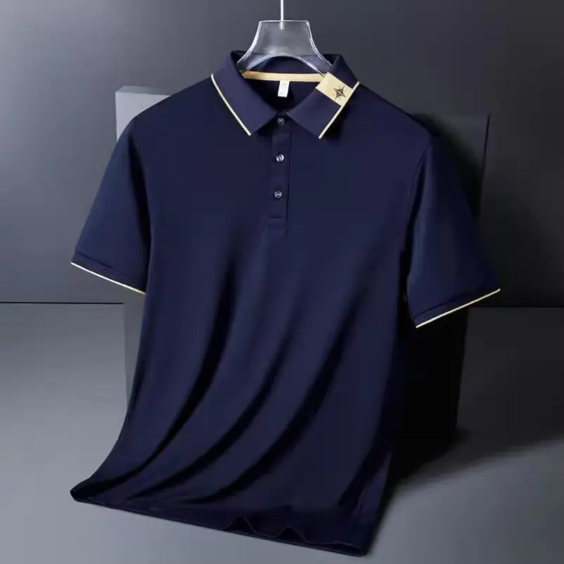 Summer high-quality ice silk breathable short sleeve polo shirt men fashion exquisite embroidery casual business Paul T-shirt