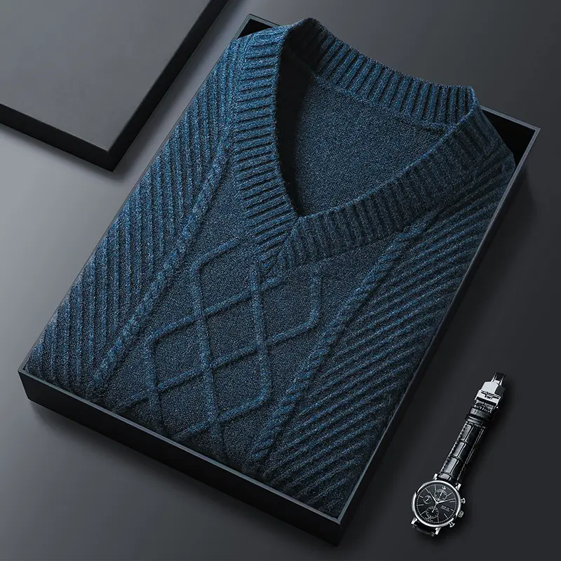 High quality luxury autumn and winter V-neck jacquard men's sleeveless vest knitted sweater vest fashionable casual camisole