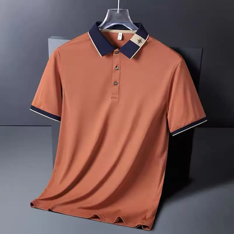 Summer high-quality ice silk breathable short sleeve polo shirt men fashion exquisite embroidery casual business Paul T-shirt