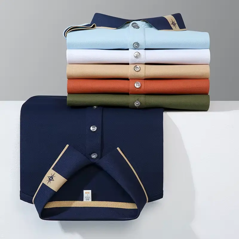 Summer high-quality ice silk breathable short sleeve polo shirt men fashion exquisite embroidery casual business Paul T-shirt