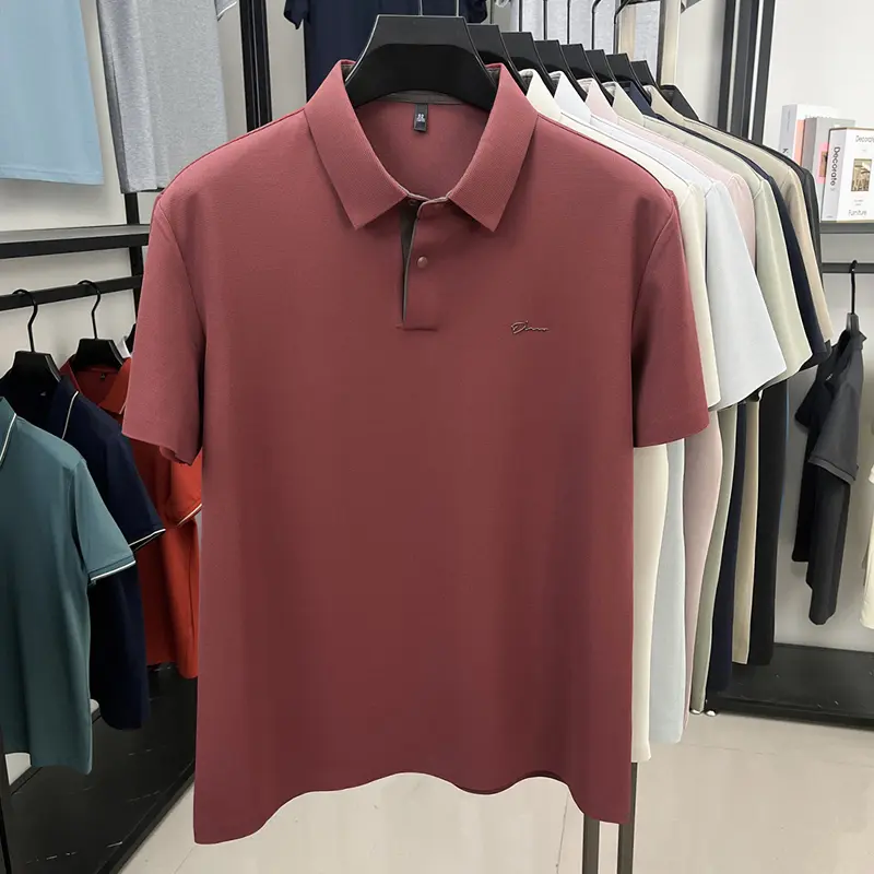 Fashion brand letter printing short sleeve polo shirt high-end ice silk breathable cool men lapel T-shirt new casual summer top