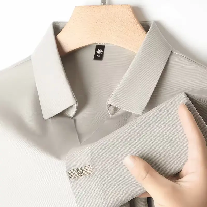 High quality short sleeve men's stand up collar polo shirt summer fashion casual printed design top breathable casual T-shirt