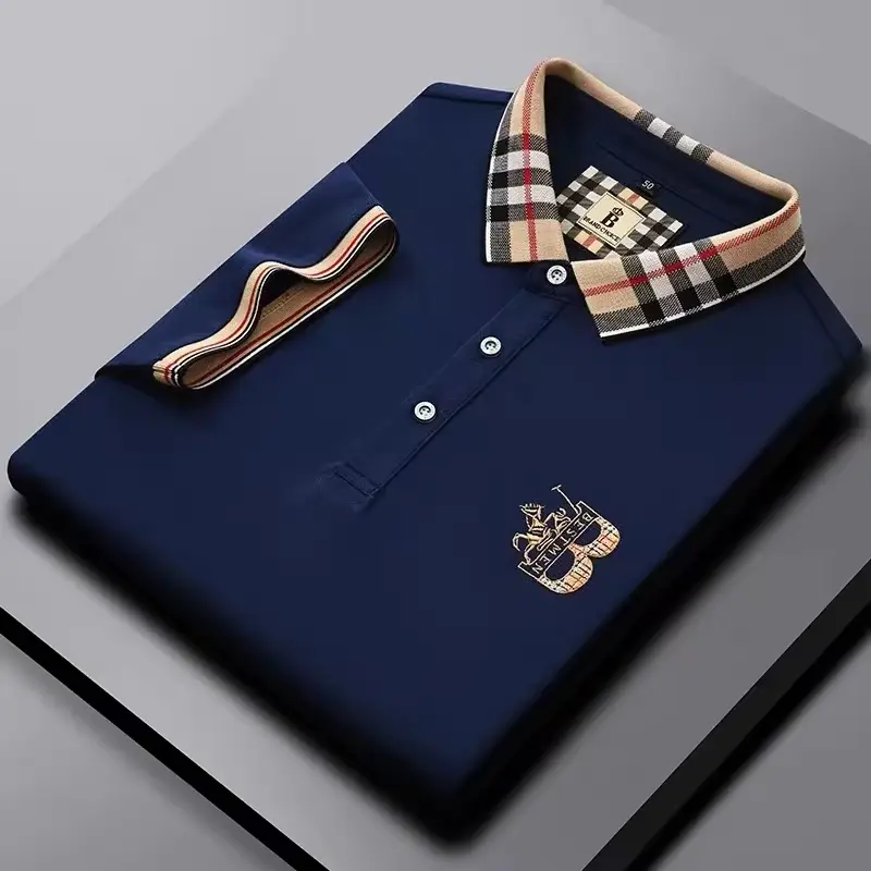 Luxury brand embroidered short sleeve POLO shirt men lapel top summer high-end silk cotton fashion business casual Paul T-shirt