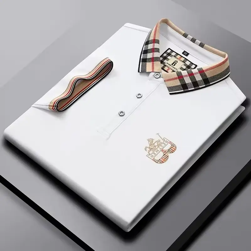Luxury brand embroidered short sleeve POLO shirt men lapel top summer high-end silk cotton fashion business casual Paul T-shirt
