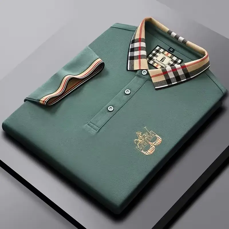 Luxury brand embroidered short sleeve POLO shirt men lapel top summer high-end silk cotton fashion business casual Paul T-shirt