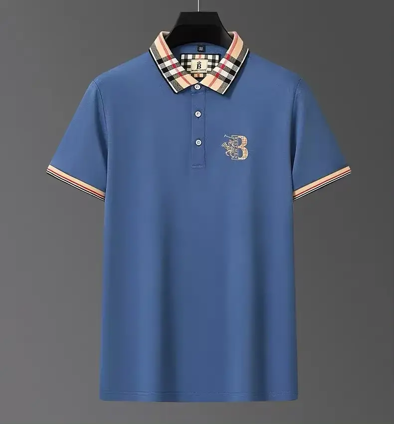 Luxury brand embroidered short sleeve POLO shirt men lapel top summer high-end silk cotton fashion business casual Paul T-shirt