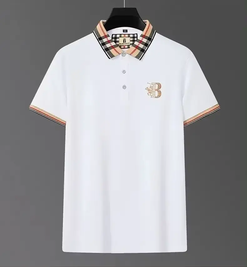 Luxury brand embroidered short sleeve POLO shirt men lapel top summer high-end silk cotton fashion business casual Paul T-shirt