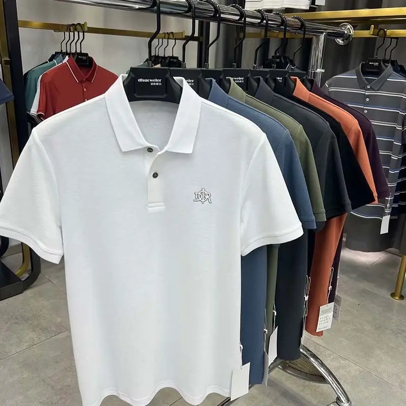 High end 100% cotton short sleeve T-shirt men's lapel top 2024 summer new designer brand embroidery fashion casual polo shirt